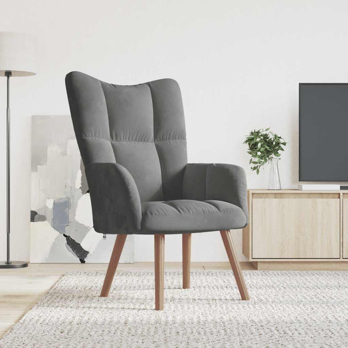 vidaXL Πολυθρόνα Relax Σκούρο Γκρι Βελούδινη