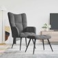 vidaXL Πολυθρόνα Relax Σκούρο Γκρι Βελούδινη με Σκαμπό