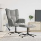 vidaXL Πολυθρόνα Relax Ανοιχτό Γκρι Βελούδινη με Σκαμπό