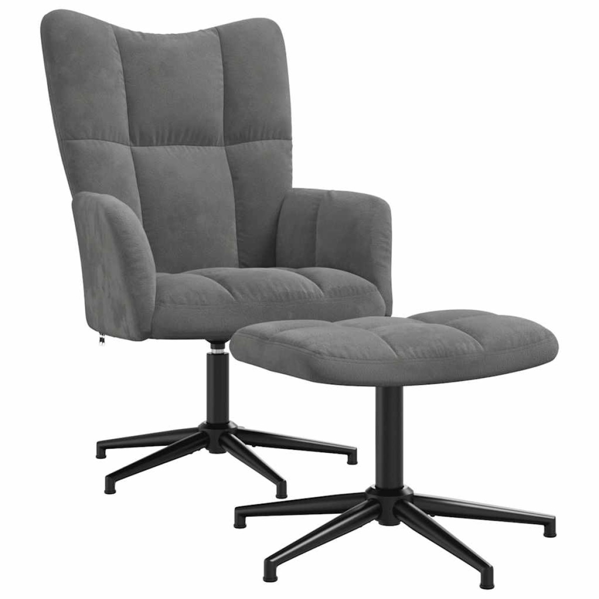 vidaXL Πολυθρόνα Relax Σκούρο Γκρι Βελούδινη με Σκαμπό