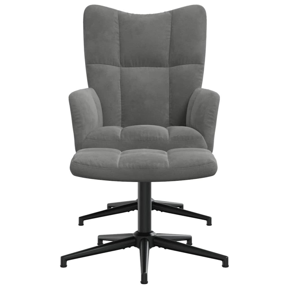 vidaXL Πολυθρόνα Relax Σκούρο Γκρι Βελούδινη με Σκαμπό