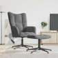 vidaXL Πολυθρόνα Relax Σκούρο Γκρι Βελούδινη με Σκαμπό