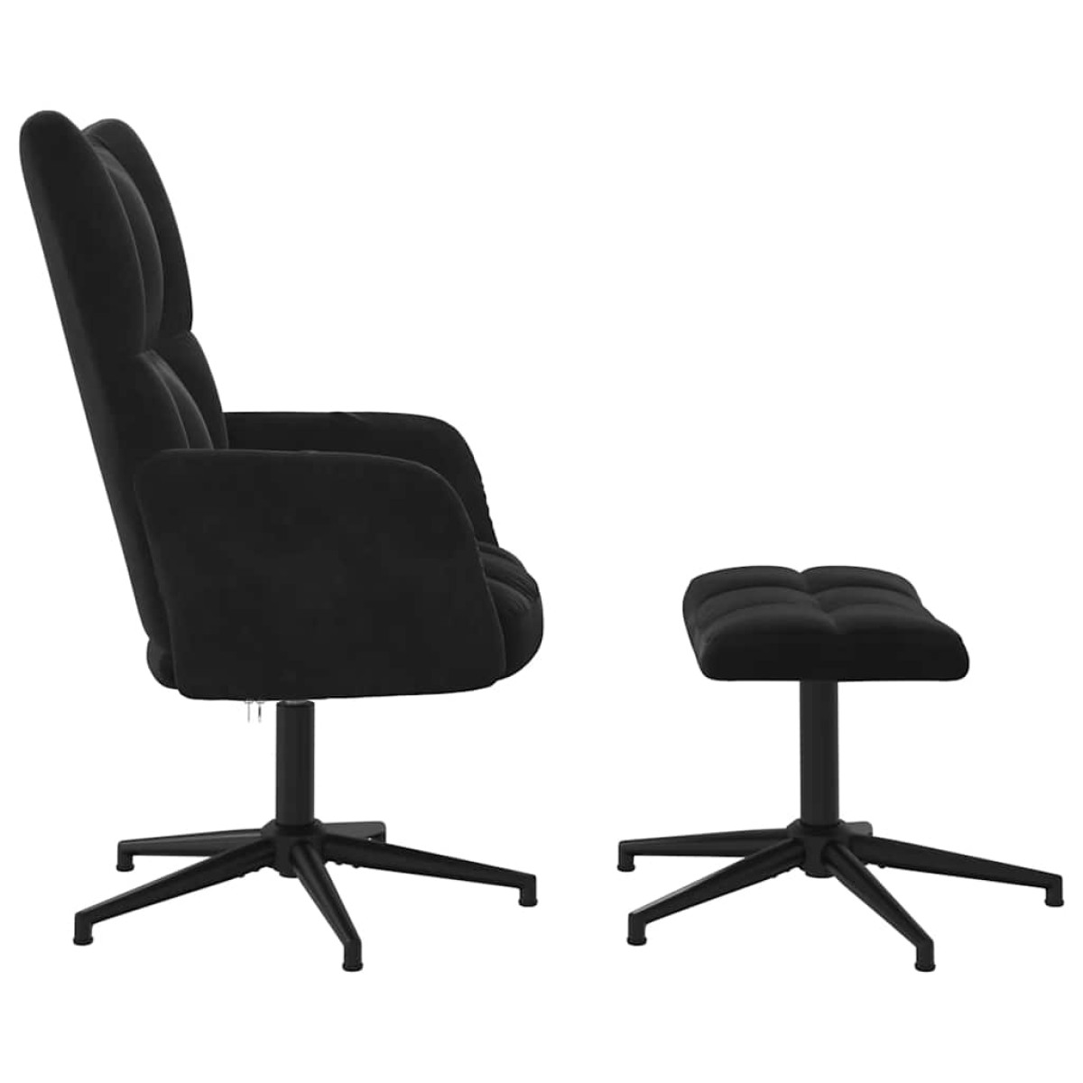 vidaXL Πολυθρόνα Relax Μαύρη Βελούδινη με Σκαμπό