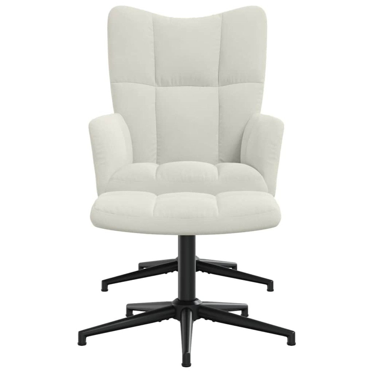 vidaXL Πολυθρόνα Relax Λευκό Κρεμ Βελούδινη με Σκαμπό