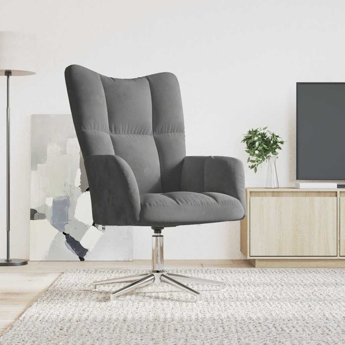 vidaXL Πολυθρόνα Relax Σκούρο Γκρι Βελούδινη