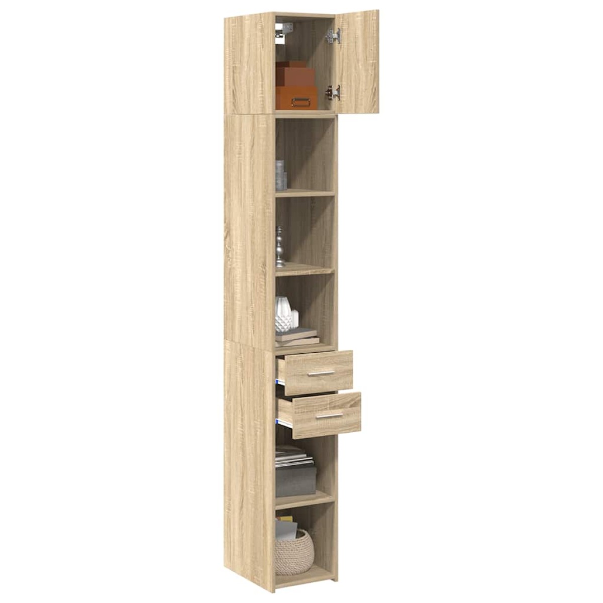 vidaXL Ντουλάπι Αποθήκευσης Στενό Δρυς 30x42,5x225 εκ. Επεξεργ. Ξύλο