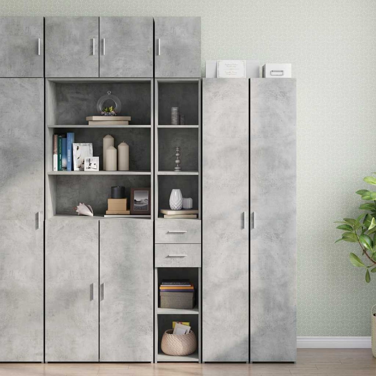 vidaXL Ντουλάπι Αποθήκευσης Στενό Γκρι 30x42,5x225 εκ. Επεξεργ. Ξύλο