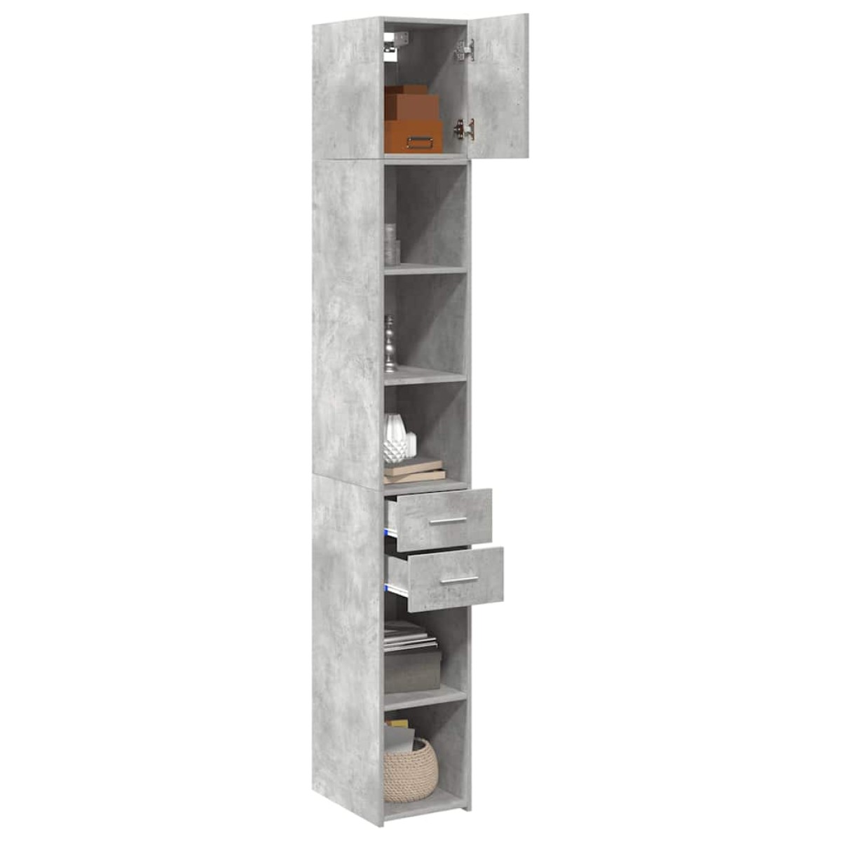 vidaXL Ντουλάπι Αποθήκευσης Στενό Γκρι 30x42,5x225 εκ. Επεξεργ. Ξύλο