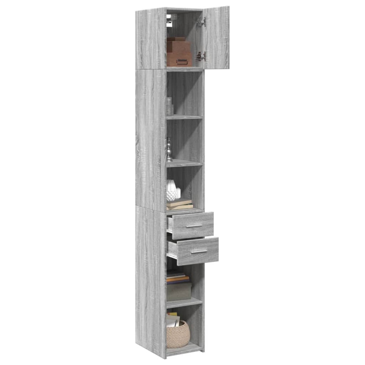 vidaXL Ντουλάπι Αποθήκευσης Στενό Γκρι 30x42,5x225 εκ. Επεξεργ. Ξύλο