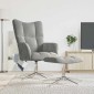 vidaXL Πολυθρόνα Relax Ανοιχτό Γκρι Βελούδινη με Σκαμπό