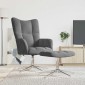 vidaXL Πολυθρόνα Relax Σκούρο Γκρι Βελούδινη με Σκαμπό