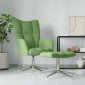 vidaXL Πολυθρόνα Relax Ανοιχτό Πράσινο Βελούδινη με Σκαμπό