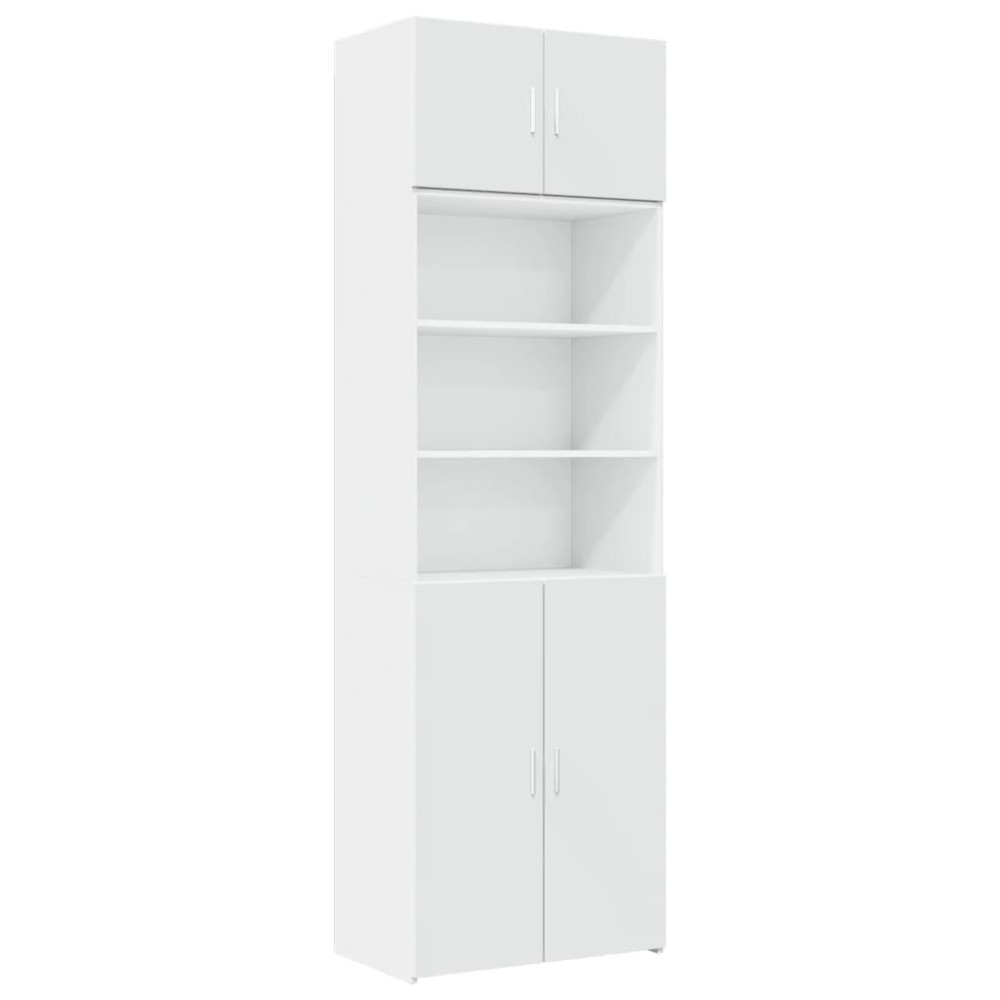 vidaXL Ραφιέρα με Ντουλάπια Λευκή 70x42,5x225 εκ. Επεξεργασμένο Ξύλο