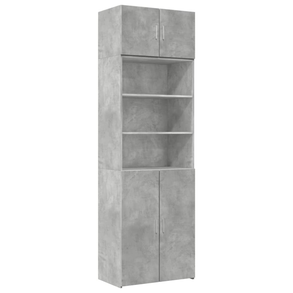 vidaXL Ραφιέρα με Ντουλάπια Γκρι Σκυροδέμ. 70x42,5x225 εκ. Επεξ. Ξύλο