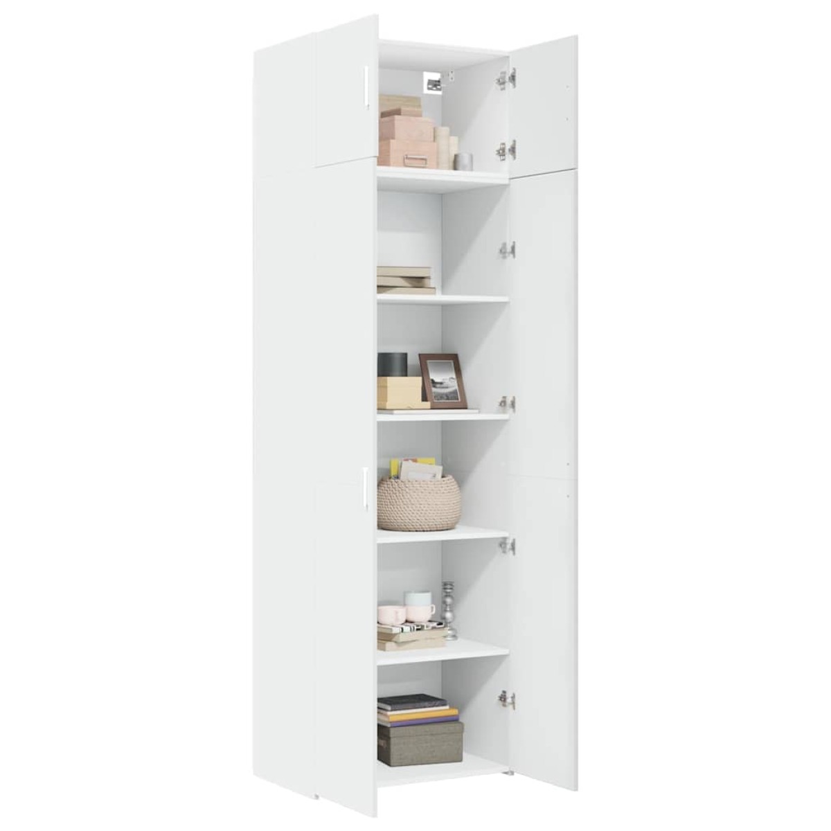 vidaXL Ραφιέρα με Ντουλάπια Λευκή 70x42,5x225 εκ. Επεξεργασμένο Ξύλο