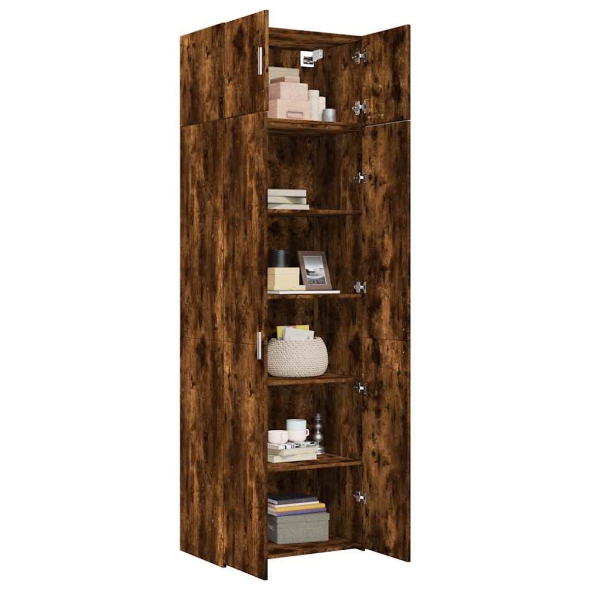 vidaXL Ραφιέρα με Ντουλάπια Καπνιστή Δρυς 70x42,5x225 εκ. Επεξ. Ξύλο
