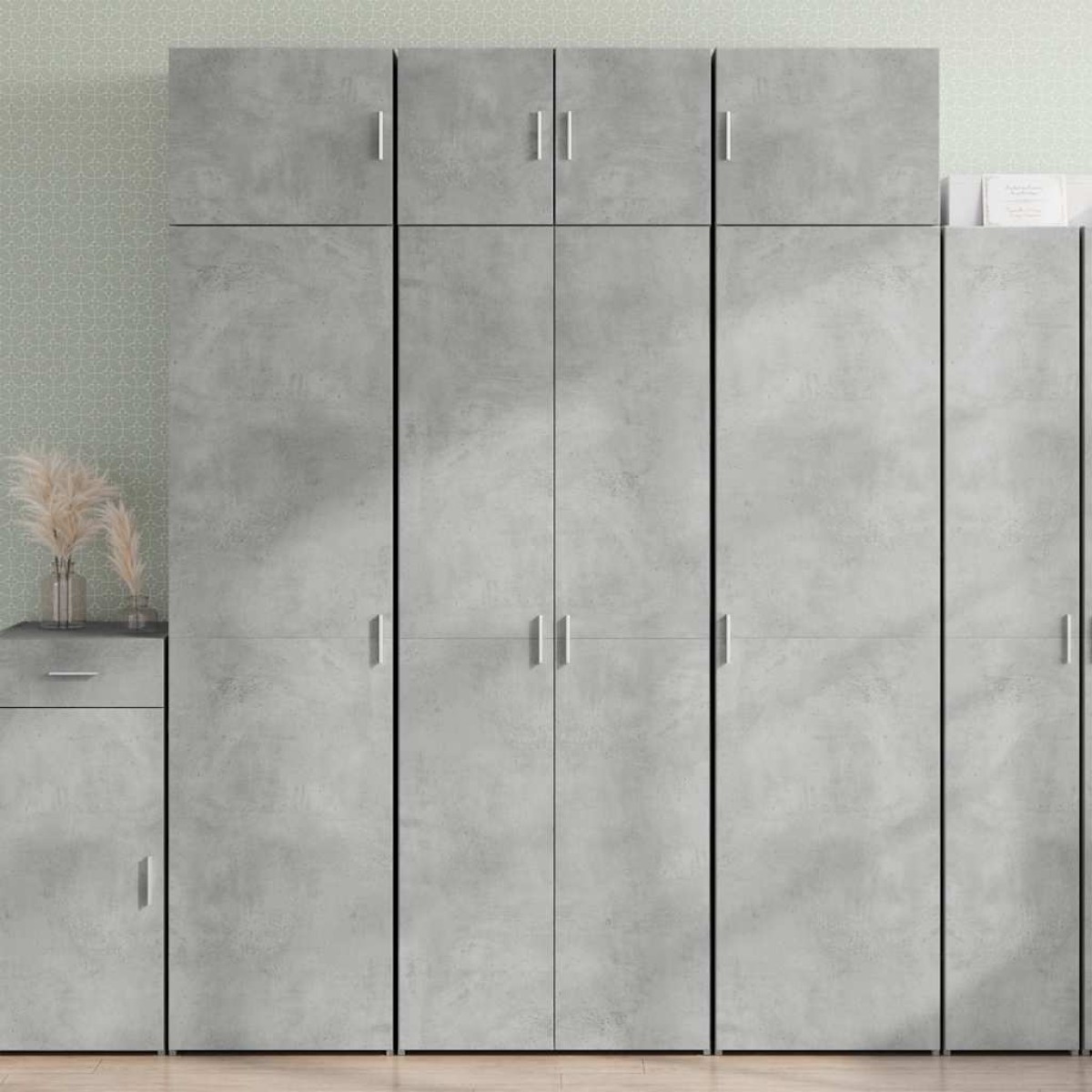 vidaXL Ραφιέρα με Ντουλάπια Γκρι Σκυροδέμ. 70x42,5x225 εκ. Επεξ. Ξύλο