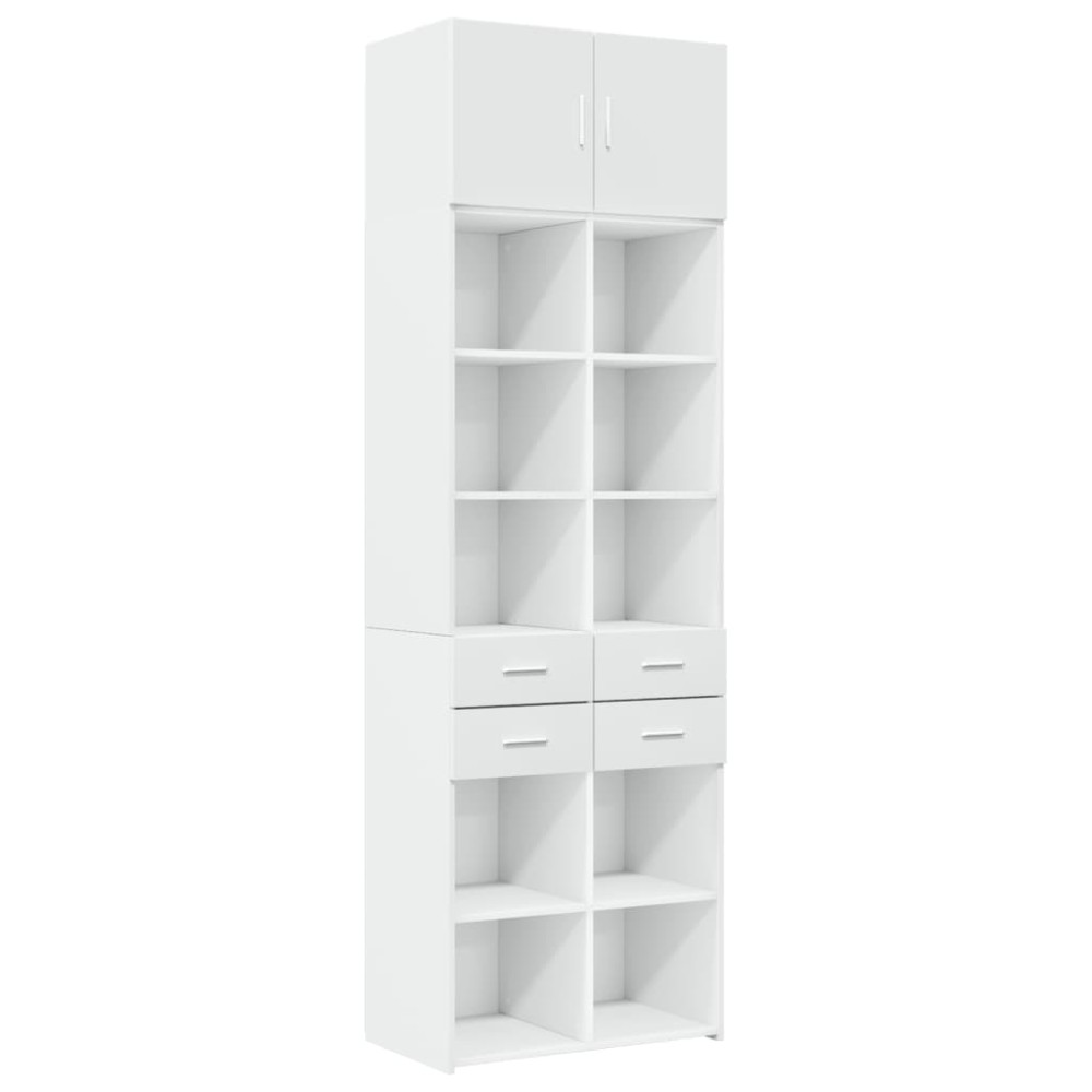 vidaXL Ραφιέρα με Ντουλάπια Λευκή 70x42,5x225 εκ. Επεξεργασμένο Ξύλο