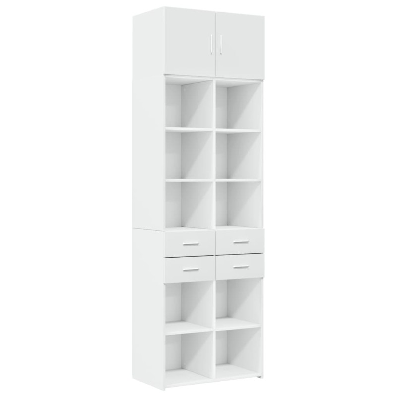 vidaXL Ραφιέρα με Ντουλάπια Λευκή 70x42,5x225 εκ. Επεξεργασμένο Ξύλο
