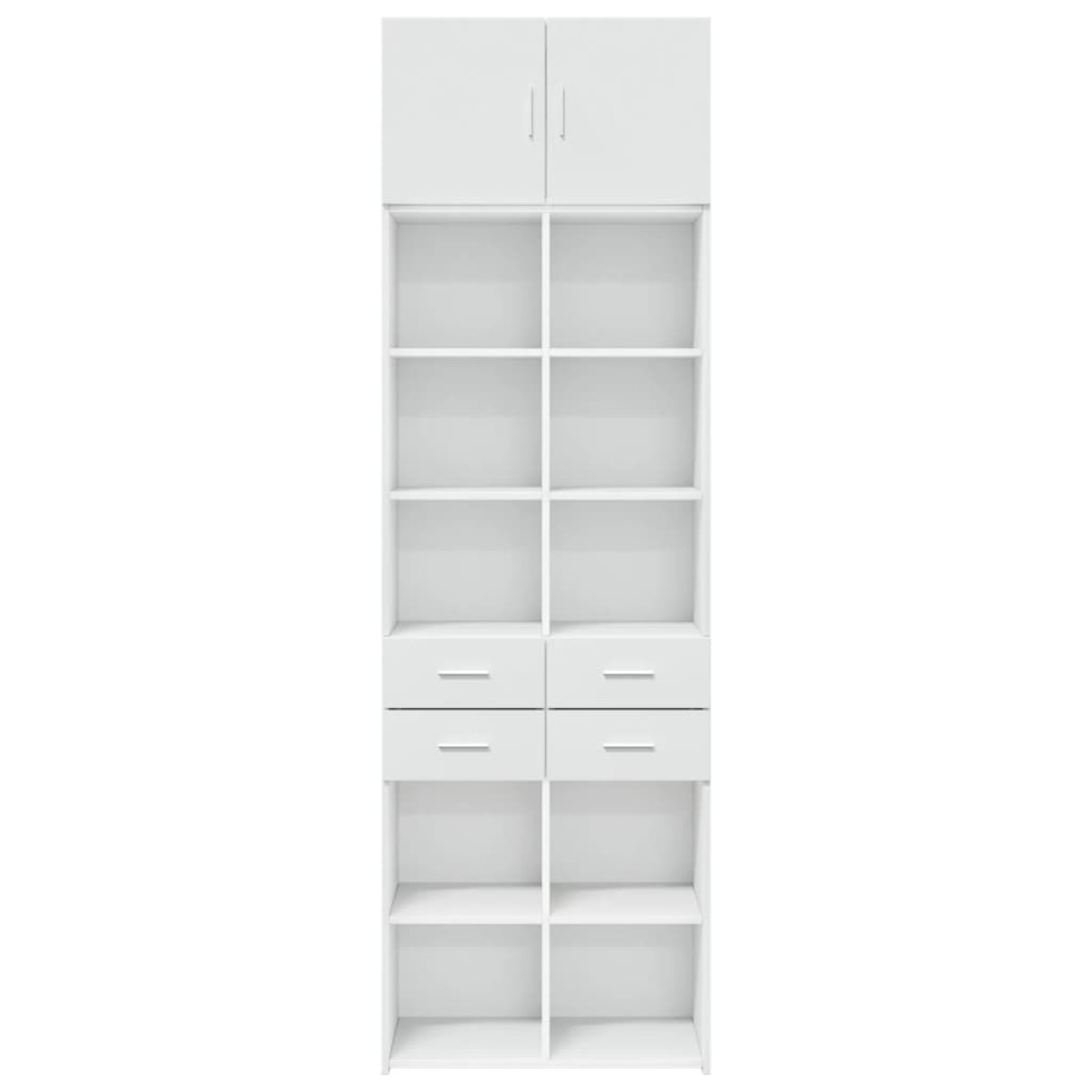 vidaXL Ραφιέρα με Ντουλάπια Λευκή 70x42,5x225 εκ. Επεξεργασμένο Ξύλο