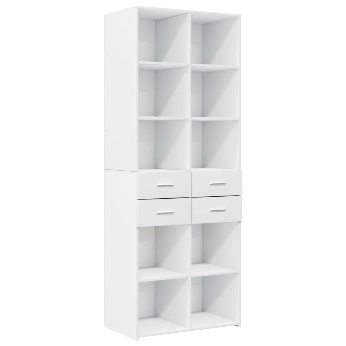 vidaXL Ραφιέρα με Ντουλάπια Λευκή 70x42,5x225 εκ. Επεξεργασμένο Ξύλο