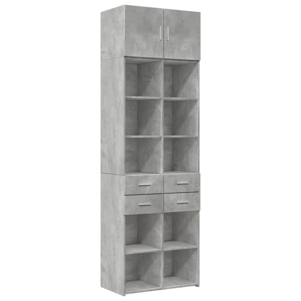 vidaXL Ραφιέρα με Ντουλάπια Γκρι Σκυροδέμ. 70x42,5x225 εκ. Επεξ. Ξύλο