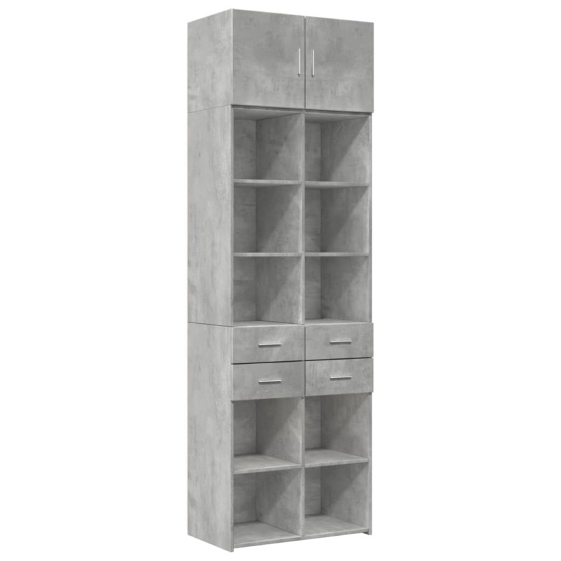 vidaXL Ραφιέρα με Ντουλάπια Γκρι Σκυροδέμ. 70x42,5x225 εκ. Επεξ. Ξύλο