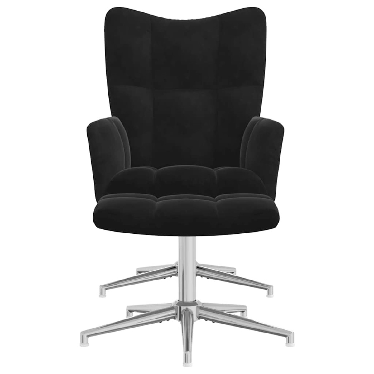 vidaXL Πολυθρόνα Relax Μαύρη Βελούδινη με Σκαμπό