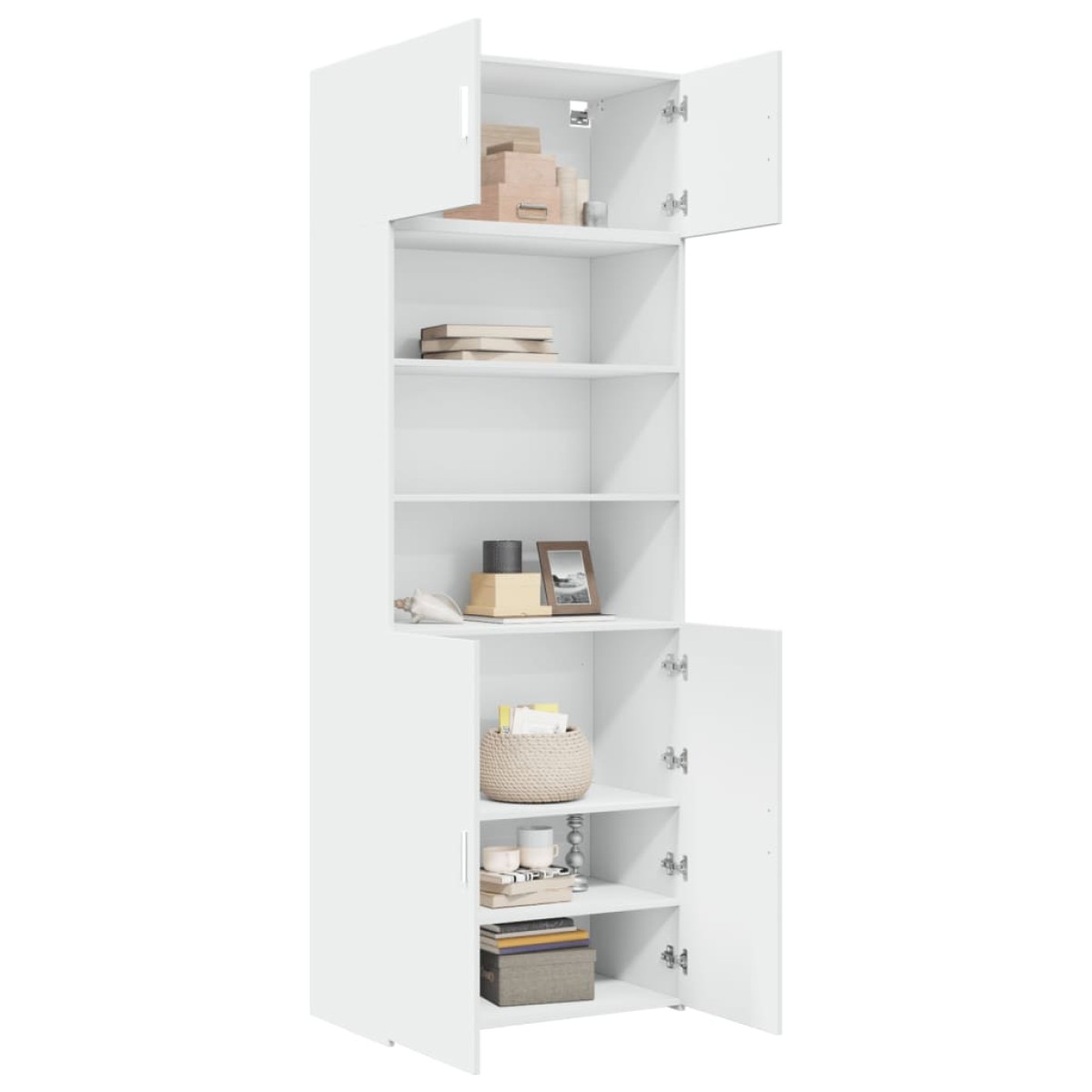 vidaXL Ραφιέρα με Ντουλάπια Λευκή 80x42,5x225 εκ. από Επεξ. Ξύλο