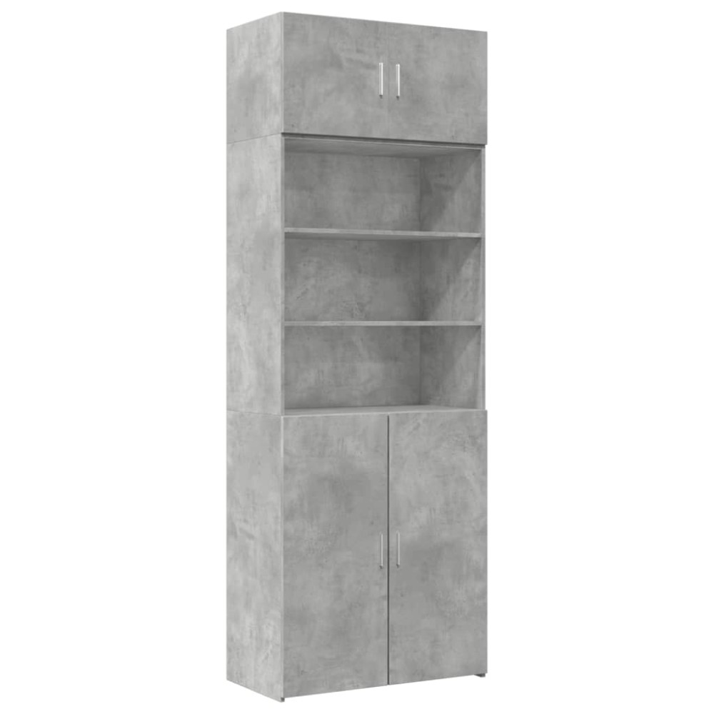 vidaXL Ραφιέρα με Ντουλάπια Γκρι Σκυρ. 80x35,5x180 εκ. από Επεξ. Ξύλο