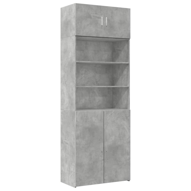 vidaXL Ραφιέρα με Ντουλάπια Γκρι Σκυρ. 80x35,5x180 εκ. από Επεξ. Ξύλο