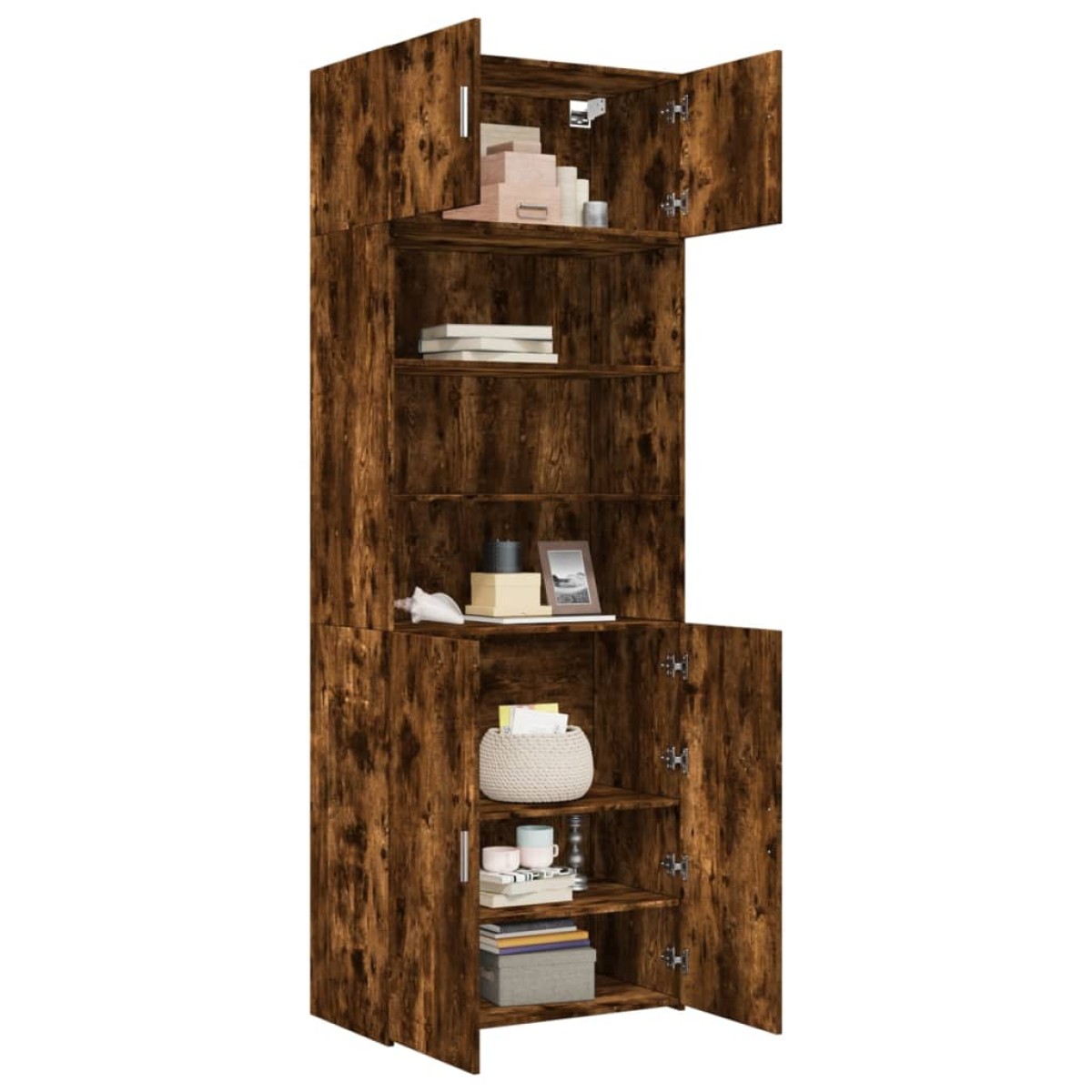 vidaXL Ραφιέρα με Ντουλάπια Καπνιστή Δρυς 80x42,5x225 εκ. Επεξ. Ξύλο