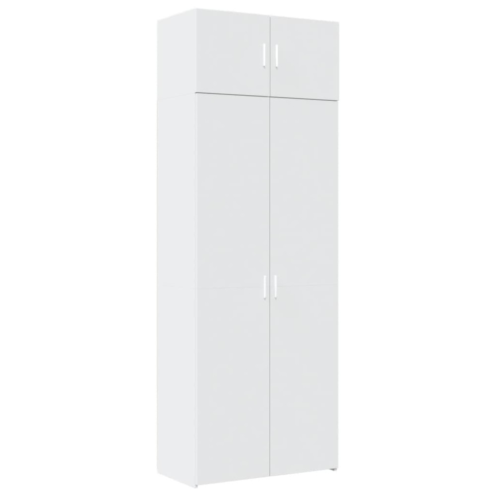 vidaXL Ραφιέρα με Ντουλάπια Λευκή 80x42,5x225 εκ. από Επεξ. Ξύλο