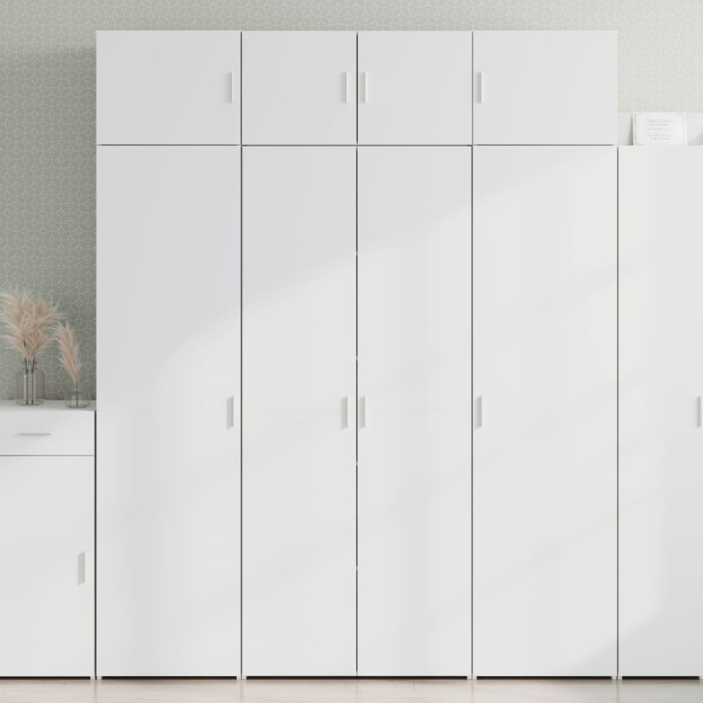 vidaXL Ραφιέρα με Ντουλάπια Λευκή 80x42,5x225 εκ. από Επεξ. Ξύλο