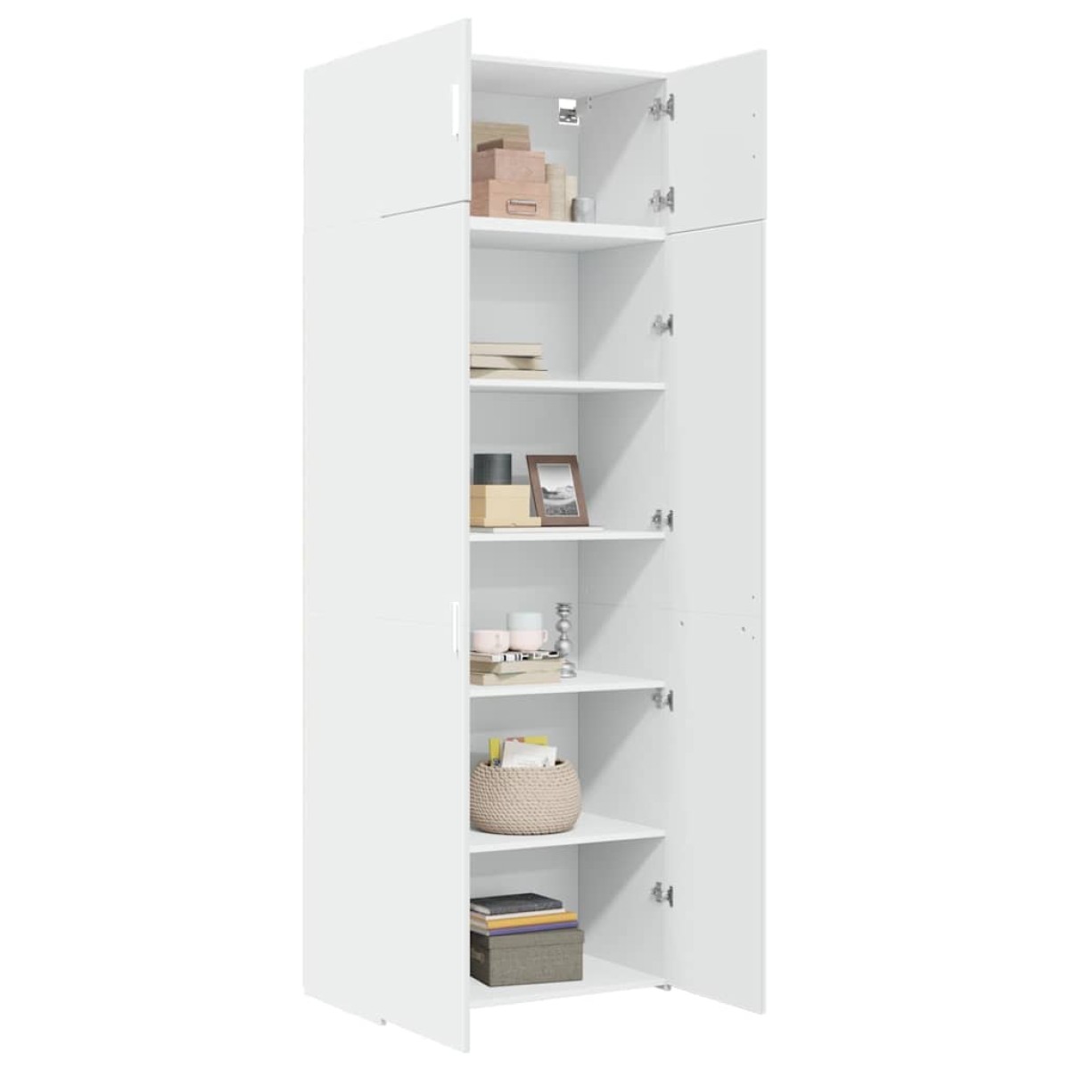 vidaXL Ραφιέρα με Ντουλάπια Λευκή 80x42,5x225 εκ. από Επεξ. Ξύλο