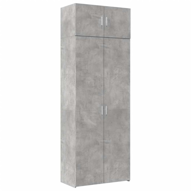 vidaXL Ραφιέρα με Ντουλάπια Γκρι Σκυρ. 80x35,5x180 εκ. από Επεξ. Ξύλο