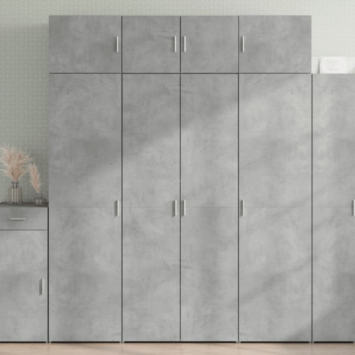 vidaXL Ραφιέρα με Ντουλάπια Γκρι Σκυρ. 80x35,5x180 εκ. από Επεξ. Ξύλο