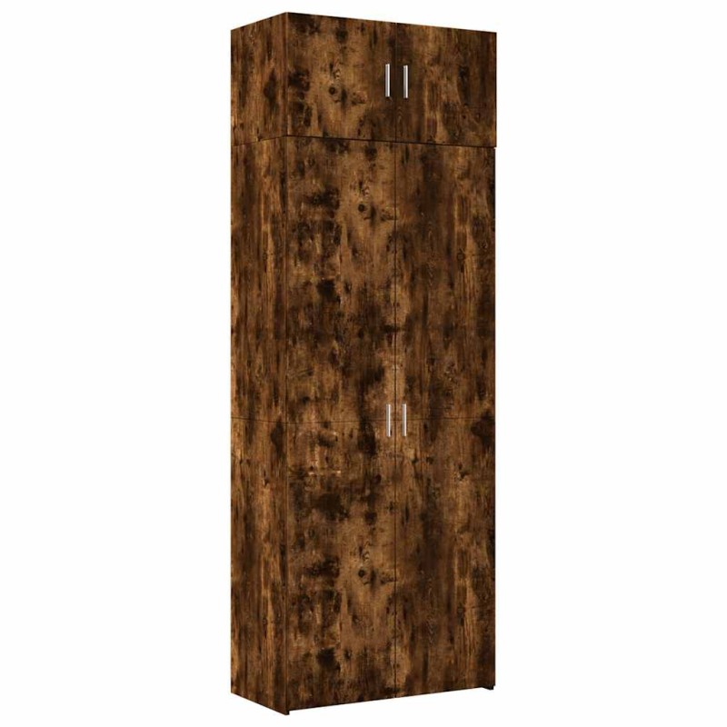 vidaXL Ραφιέρα με Ντουλάπια Καπνιστή Δρυς 80x42,5x225 εκ. Επεξ. Ξύλο