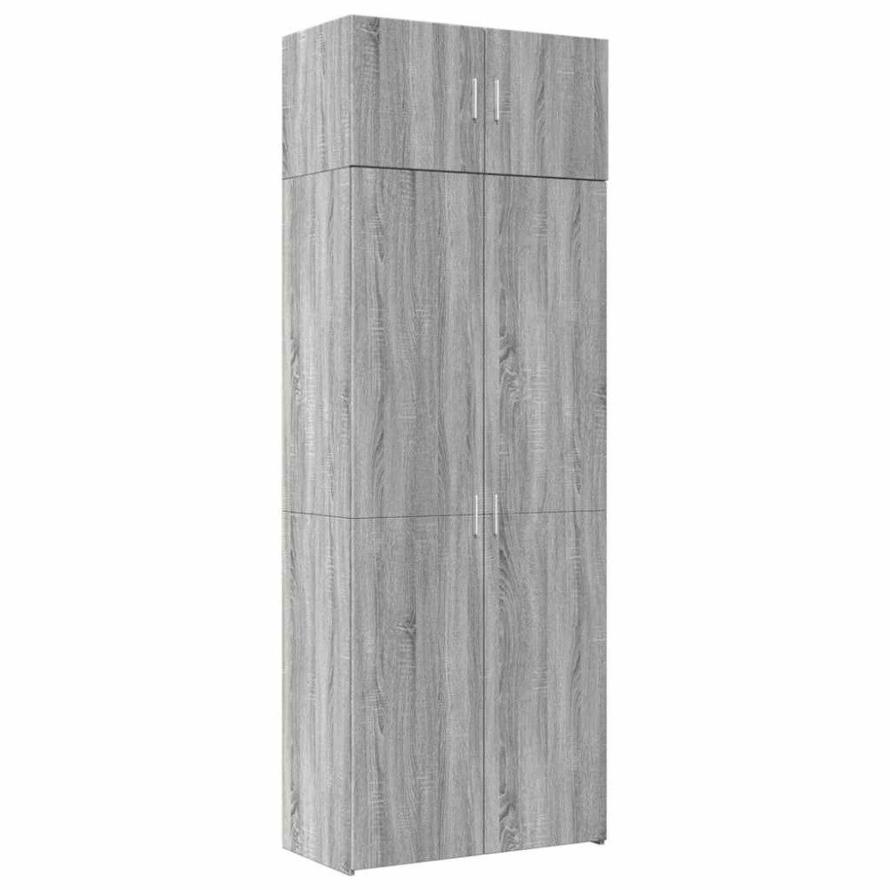 vidaXL Ραφιέρα με Ντουλάπια Γκρι Sonoma 80x42,5x225εκ Επεξ. Ξύλο