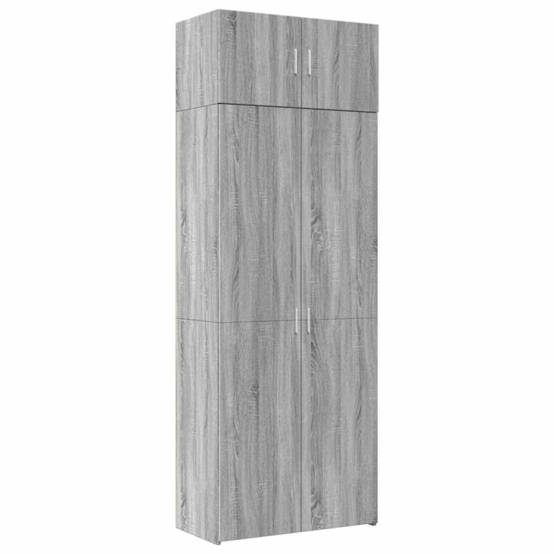 vidaXL Ραφιέρα με Ντουλάπια Γκρι Sonoma 80x42,5x225εκ Επεξ. Ξύλο