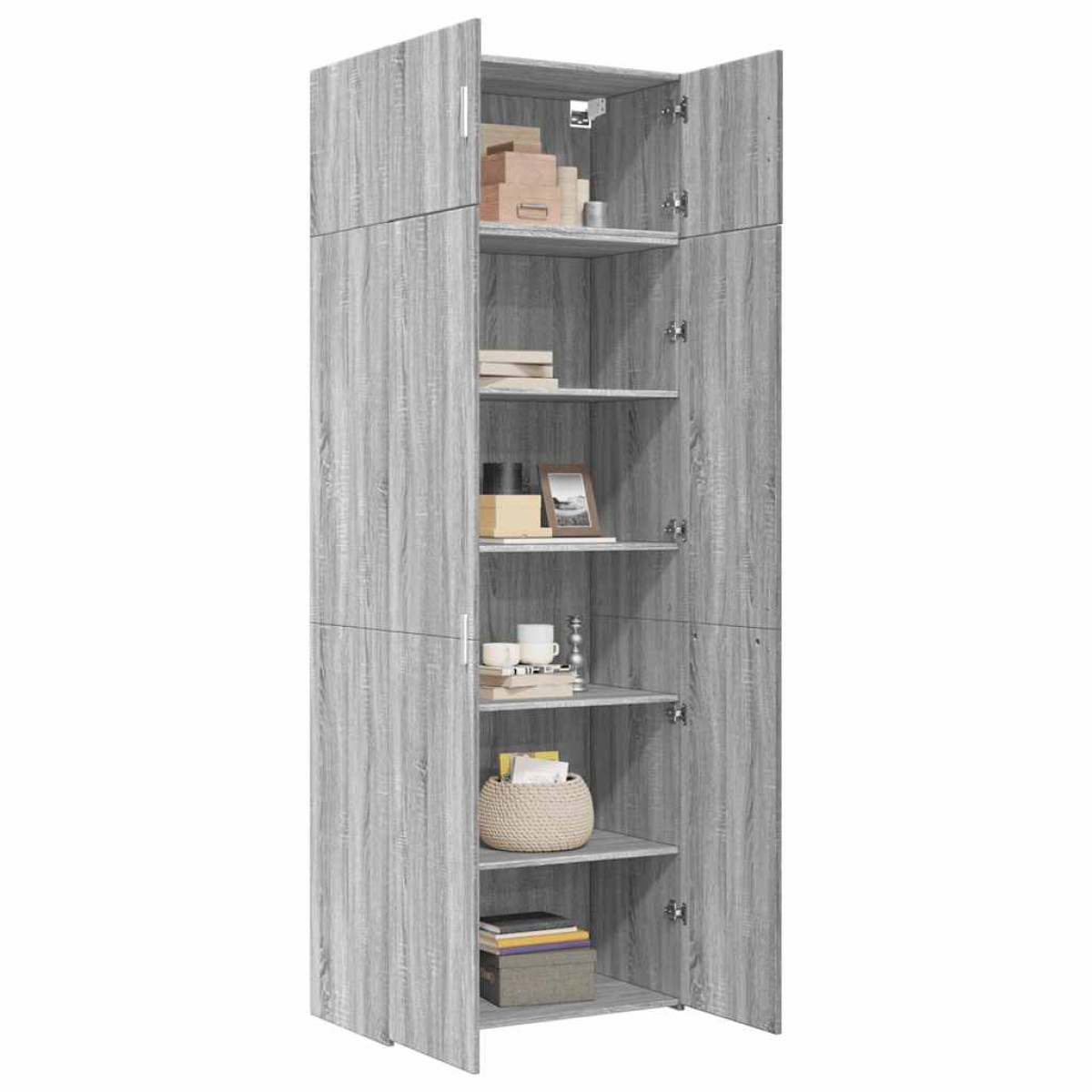 vidaXL Ραφιέρα με Ντουλάπια Γκρι Sonoma 80x42,5x225εκ Επεξ. Ξύλο