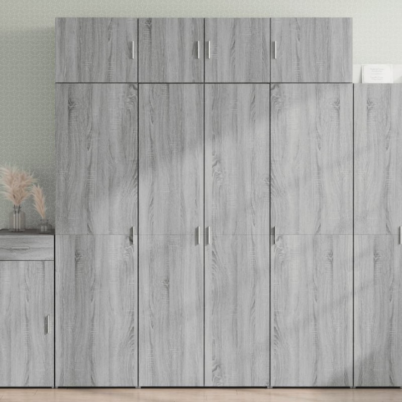 vidaXL Ραφιέρα με Ντουλάπια Γκρι Sonoma 80x42,5x225εκ Επεξ. Ξύλο