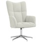 vidaXL Πολυθρόνα Relax Λευκό Κρεμ Βελούδινη με Σκαμπό