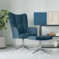 vidaXL Πολυθρόνα Relax Μπλε Βελούδινη με Σκαμπό