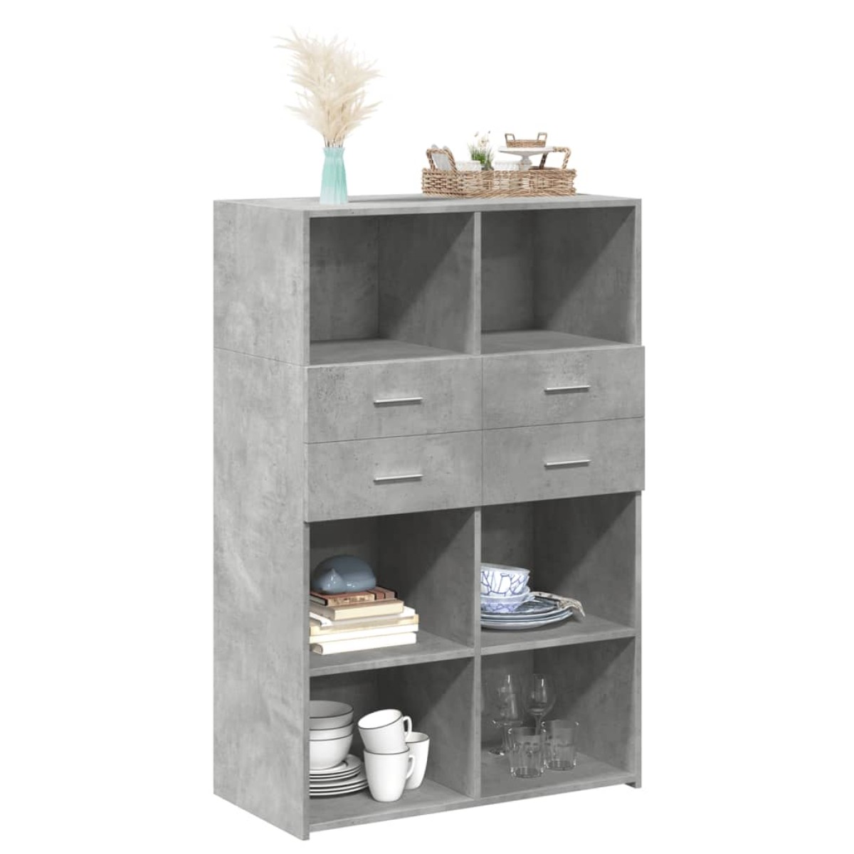 vidaXL Ντουλάπι Γκρι Σκυροδέματος 80x42,5x124 εκ. Επεξεργασμένο Ξύλο
