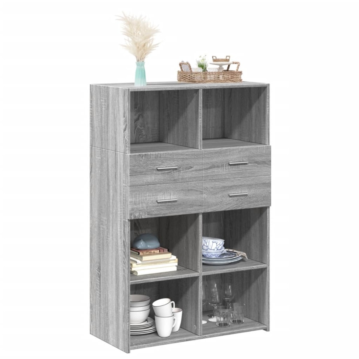 vidaXL Ντουλάπι Γκρι Sonoma 80x42,5x124 εκ. από Επεξεργασμένο Ξύλο