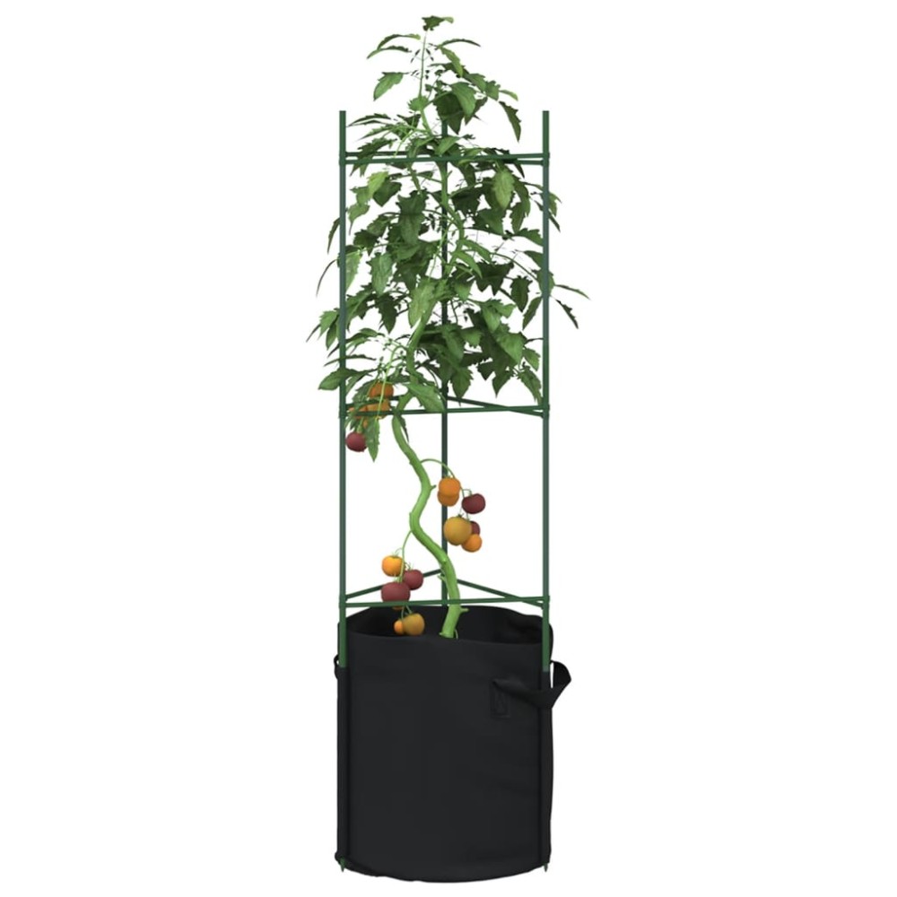 vidaXL Κλουβιά για Ντομάτες με Θήκη Φυτών 4 Τεμ. 116 εκ. Ατσάλι και PP