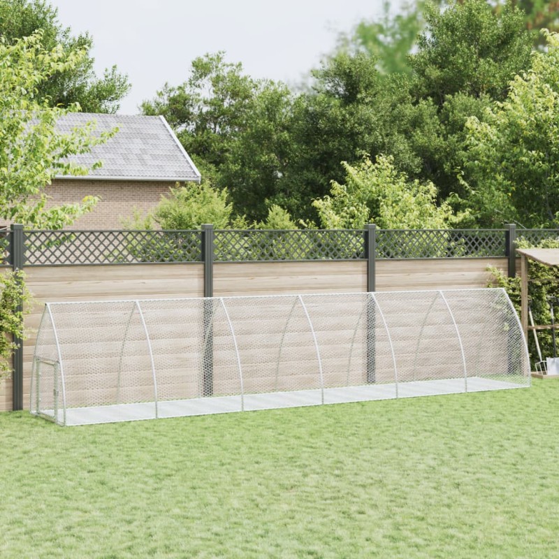 vidaXL Κλουβί Κουνελιών Ασημί 105x600x120 εκ. από Γαλβανισμένο Χάλυβα