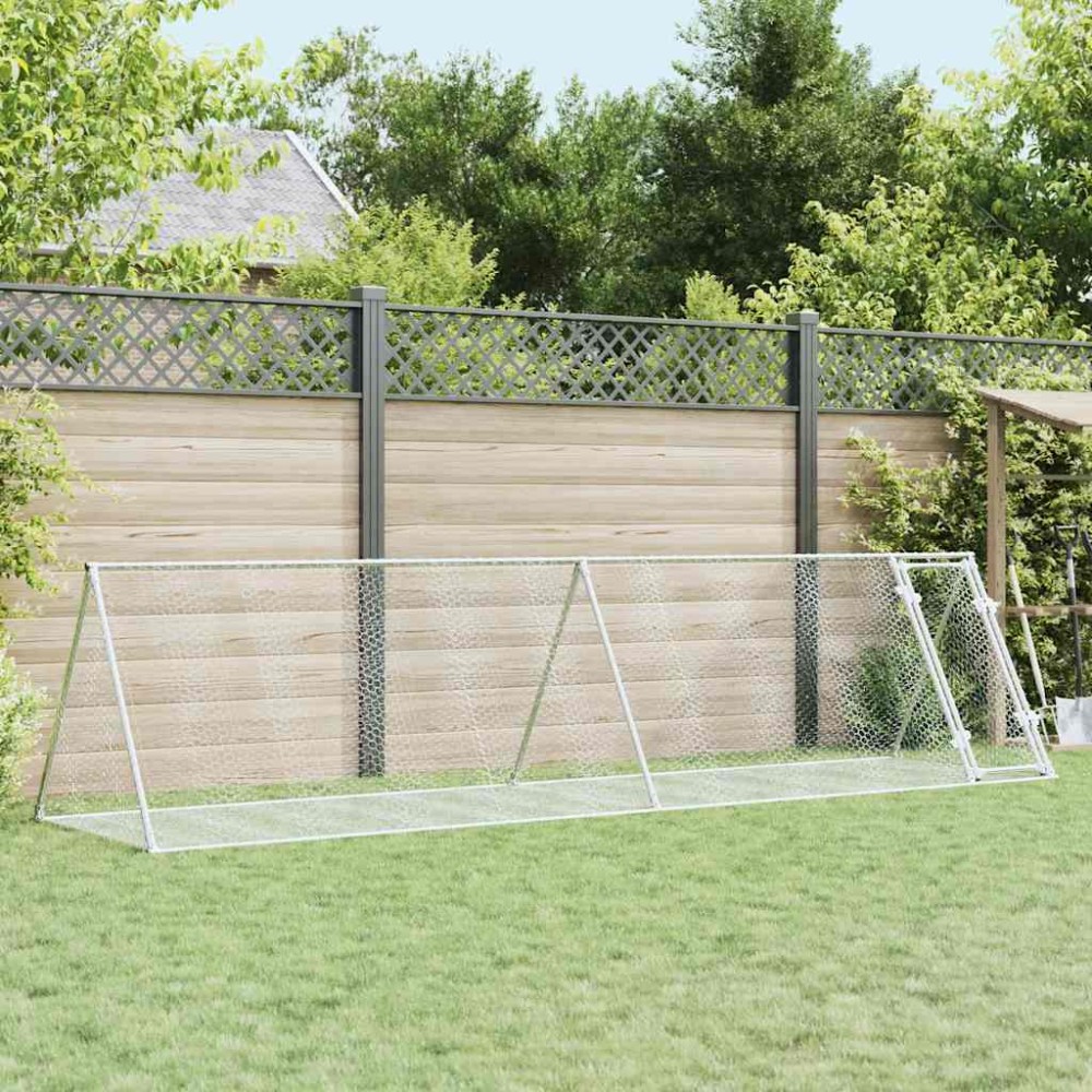 vidaXL Κλουβί Κουνελιών Ασημί 400x105x91 εκ. από Γαλβανισμένο Χάλυβα