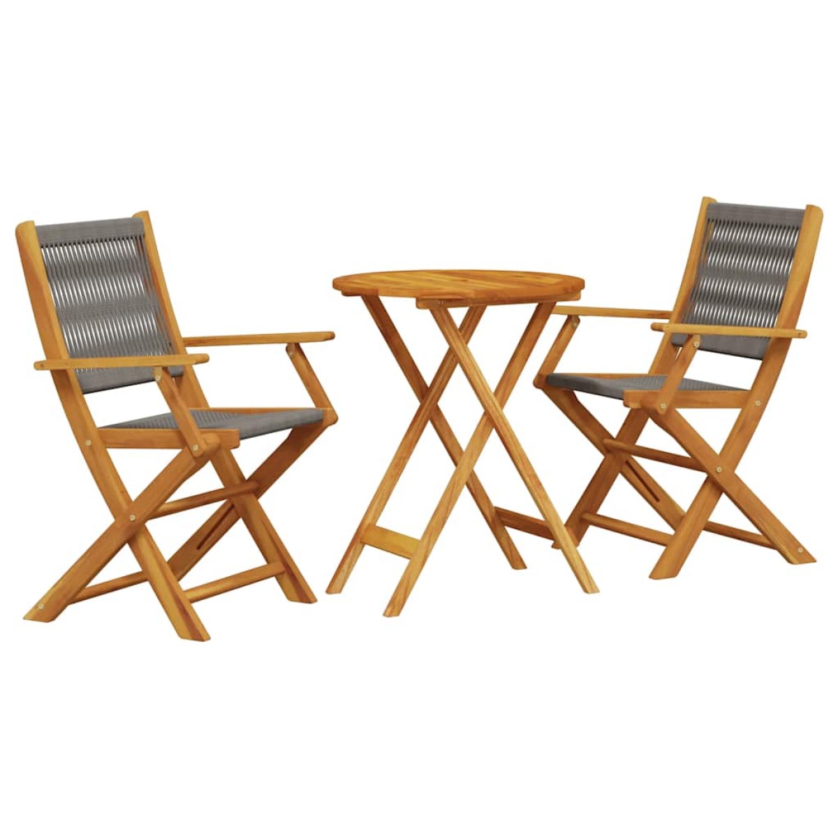 vidaXL Σετ Επίπλων Bistro 3 τεμ.Γκρι Πολυπροπυλένιο/Μασίφ Ξύλο